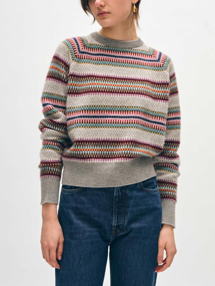 Cashmere Striped Multi Check Sweatshirt