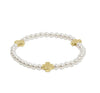 Signature Cross Pearl Pattern 4mm Bead Bracelet - Gold