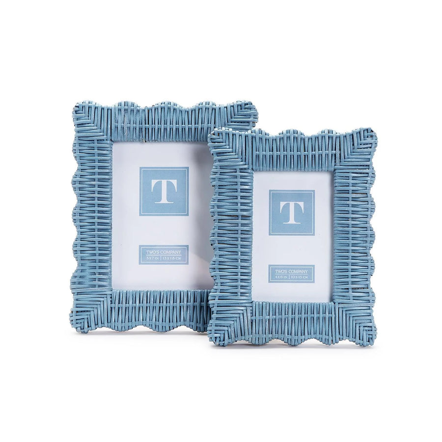 BLUE WICKER WEAVE PHOTO FRAME