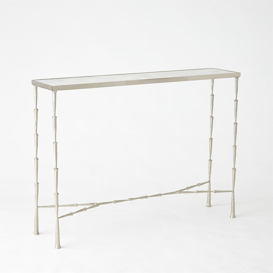 Spike Console-Antique Nickel w/White Marble Top