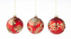 Matte Red Floral Bee Glass Ornaments