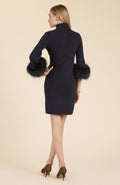 Sloane Fur Trimmed Knit Dress