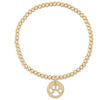 Classic Gold 3mm Bead Bracelet - Paw Print Small Gold Disc