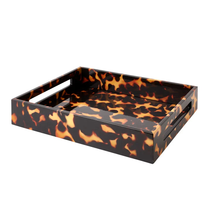 Faux Tortoise Medium Lacquered Serving Tray