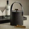 Nika Shagreen Leather Ice Bucket w/Gold Ice Tong