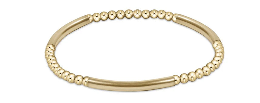 Bliss Bar Gold Pattern 3mm Bead Bracelet - Gold