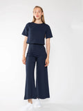 Ponte Knit Wide Leg Pant Cropped