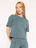 Ponte Knit Short Sleeve Top Extended