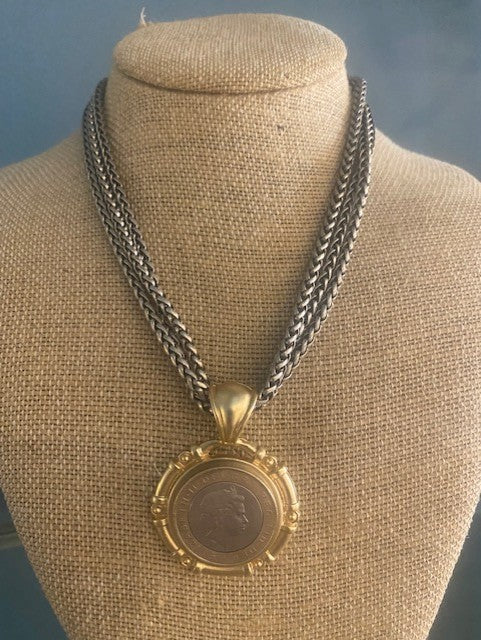 Triple Wheat  Queen Coin Necklace